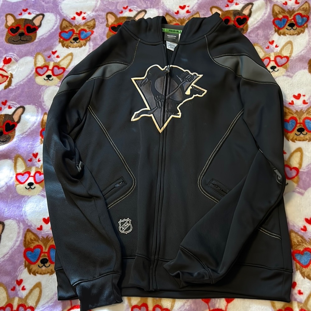 Pittsburgh Penguins Mens reebok center ice zip up hoodie jacket like new